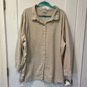 Linen Blend Buttoned Down Shirt Mens 4X Button Up Long Sleeve Only Necessities
